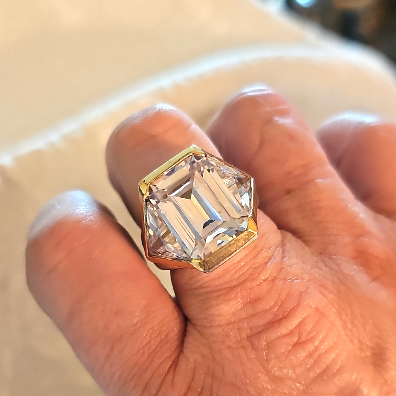 Huge 3d Paj Silver/ Gold Cz Ring